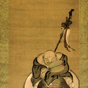 [object Object] - Hotei riding a buffalo with a chinese little boy 