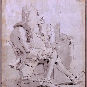 [object Object] - Caricature of sitting man