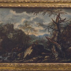 [object Object] - Landscape with trees and figures