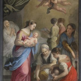 [object Object] - Stendardo della Compagnia Misericordiosa raffigurante la nascita di San Giovanni Battista