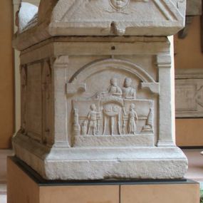 null - Architectural sarcophagus with Symposium scene