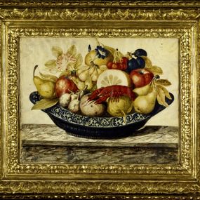 [object Object] - Still life with flowers, fruit and crawfish