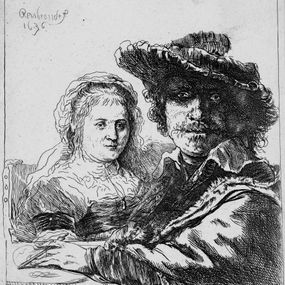 Rembrandt Harmenszoon van Rijn, detto Rembrandt - Autoritratto con Saskia 