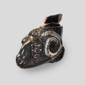 null - Libation flagon (rhyton) with black paint in the shape of a ram's head
