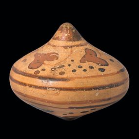null - Trottola in ceramica etrusca figurata
