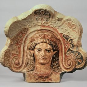 null - Terracotta architettonica (antefissa) a testa di menade  del tempio del belvedere