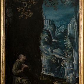 [object Object] - St. Francis of Assisi in prayer on La Verna