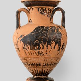 null - Black-figure amphora, depicting warriors and horses
