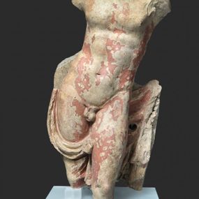 null - High relief in polychrome terracotta depicting a virile figure

