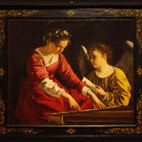 [object Object] - Santa Cecilia playing the spinet and an angel