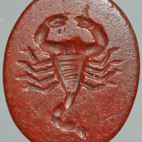 null - Roman gem from the imperial age engraved in jasper, raff. Scorpio