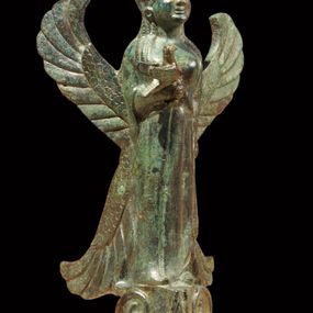 null - Winged deity with a bronze dove. Wagon covering
