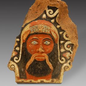 null - Polychrome architectural terracotta (antefix) with the head of Silenus
