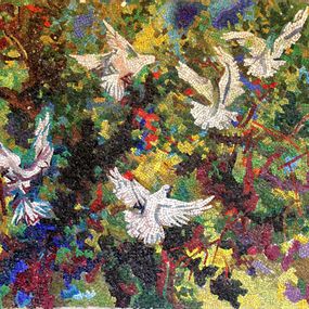 [object Object] - Renato Guttuso, Flight of doves over the orange grove