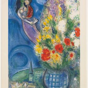 Marc Chagall - Coppia di innamorati e fiori