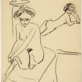 [object Object] - Two female nudes in an interior (In the atelier)