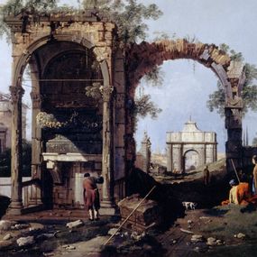 Giovanni Antonio Canal, detto Canaletto - Capriccio con rovine ed edifici classici