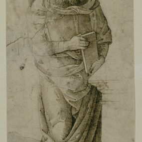 [object Object] - Un santo in piedi con un libro in mano