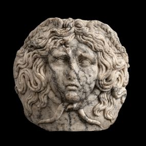 null - Fragment of a vase with a gorgon's head in relief