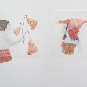 [object Object] - Autoritratto con fiori di loto e Ritratto di Caterina Silva con ibis rosso in testa 
