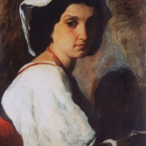 [object Object] - Portrait of a young peasant woman