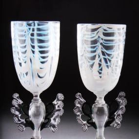 null - Pair of blown glass goblets