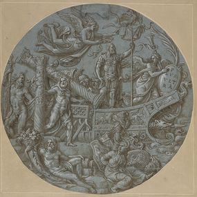 Giulio Romano - Progetto per lo scudo detto del Plus Ultra o dell’Apoteosi di Carlo V