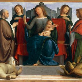 [object Object] - Enthroned Madonna with Child between Sant'Ambrogio and San Michele or Madonna delle torri