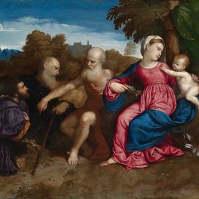 [object Object] - Vierge à l'Enfant, Saints Jérôme et Anthony Abbot et un dévot