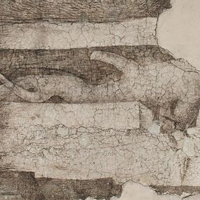 Leonardo da Vinci - Particolare del monocromo con radici e rocce