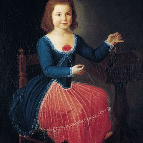 [object Object] - Ritratto di una ragazza con una gonna rossa