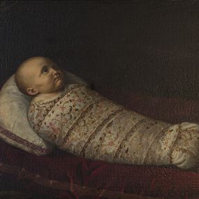 null - Retrato de niño de la realeza envuelto en tela bordada