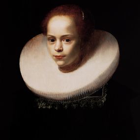 null - Portrait of a girl with a black dress and a large collar