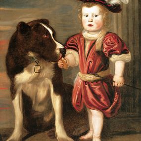 [object Object] - Portrait of a young man with a dog