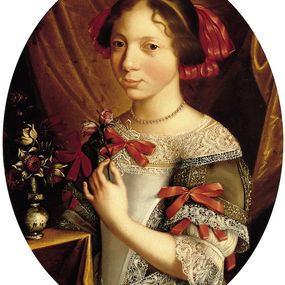 [object Object] - Retrato de una niña con rosas