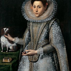 null - Portrait of a girl with dog and missal