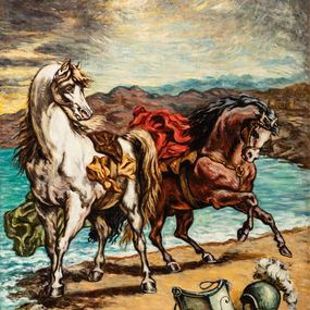 Giorgio de Chirico - Due cavalli in riva al mare