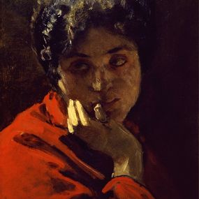 [object Object] - Ritratto di donna in rosso