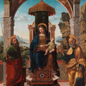 [object Object] - Madonna Enthroned between Saints Paul and Peter