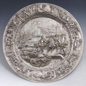 [object Object] - Parade plate with the Departure of Christopher Columbus from Palos