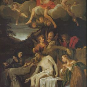 Annibale Carracci - Compianto sul Cristo morto coi santi Chiara e Francesco d'Assisi