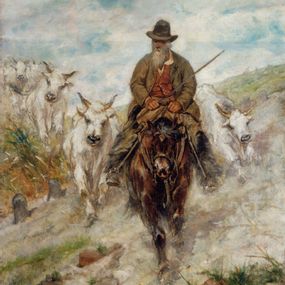 Giovanni Fattori - Buttero a cavallo con mandria di buoi