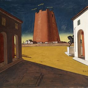 Giorgio de Chirico - Piazza d'Italia con torre rosa