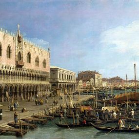 Giovanni Antonio Canal, detto Canaletto - Il Molo verso la riva degli Schiavoni con la colonna di San Marco