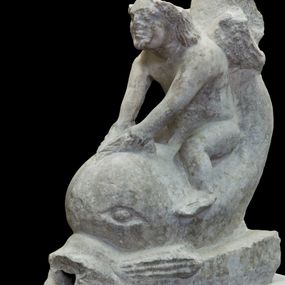 null - Fontana in bronzo con Erote su mostro marino