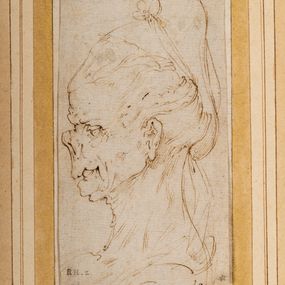 Leonardo da Vinci - Testa grottesca di donna in profilo verso sinistra