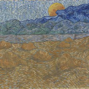 Vincent Van Gogh - Paesaggio con covoni e luna nascente