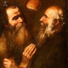 [object Object] - Saint Antoine l'Abbé et Saint Paul l'ermite nourris par un corbeau