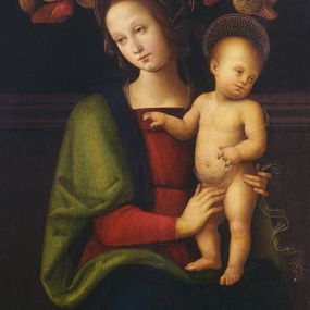 [object Object] - Madonna and Child with two cherubs