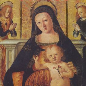 [object Object] - Madonna in trono con Bambino e angeli